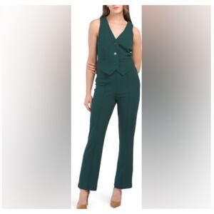 Cupcakes and Cashmere Emerald Green Vest & Crepe Kick Flare Pants Set Size Large